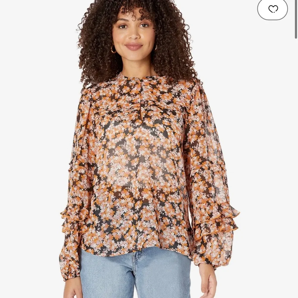 NWT Sanctuary Floral Pin Tuck Blouse sz XL - Picture 2 of 10